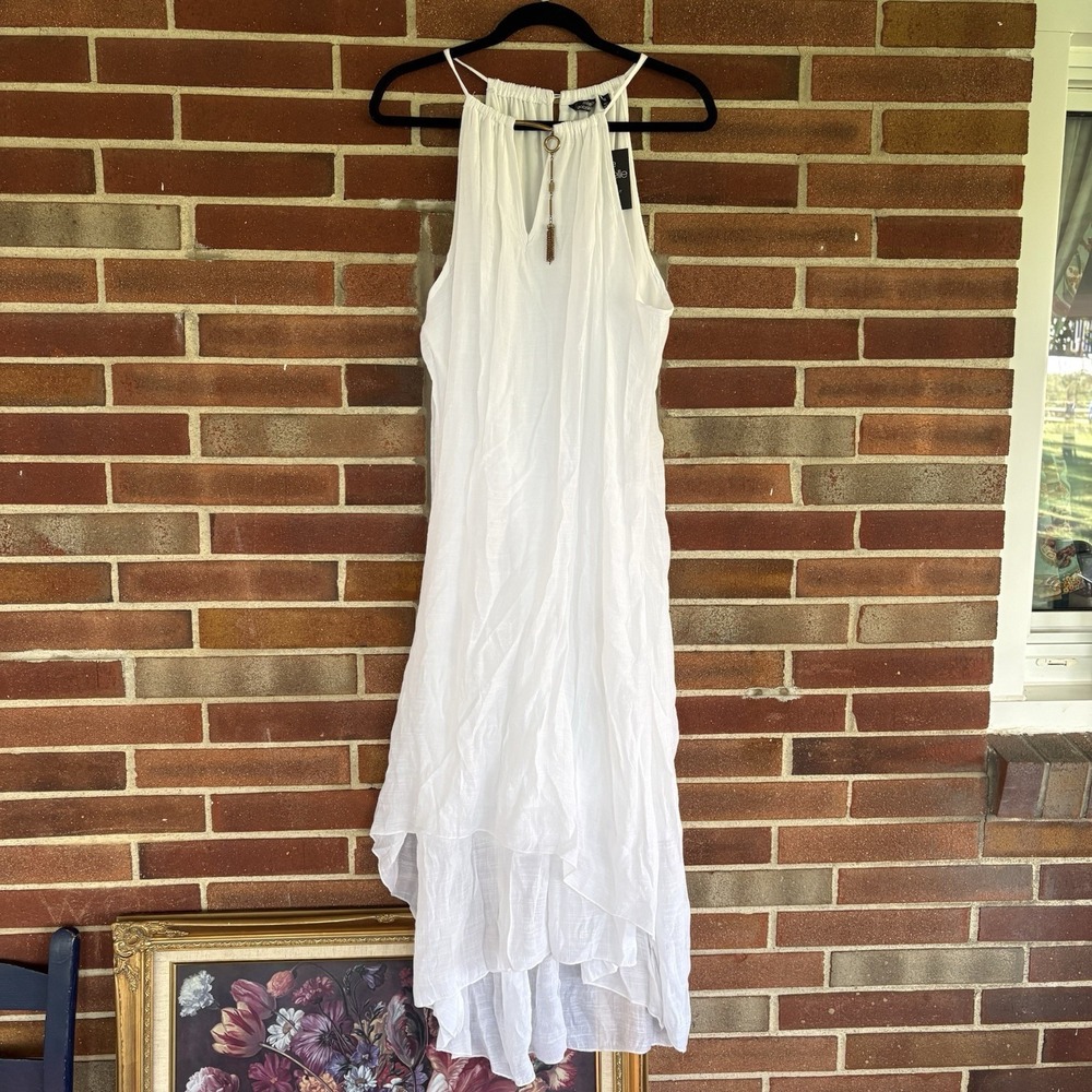 Mlle Gabrielle 2X White Gauze Dress Beachy Coastal Boho Ethereal Summer A3339